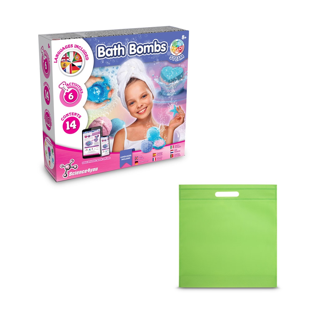 Bath Bombs Kit IV. Juguete educativo suministrado con una bolsa de regalo de non woven (80 g/m²)