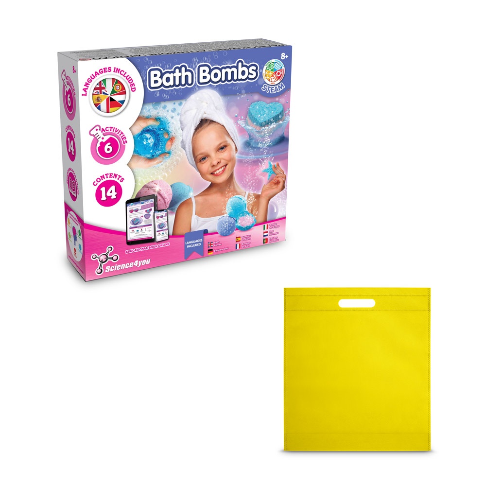 Bath Bombs Kit IV. Juguete educativo suministrado con una bolsa de regalo de non woven (80 g/m²)