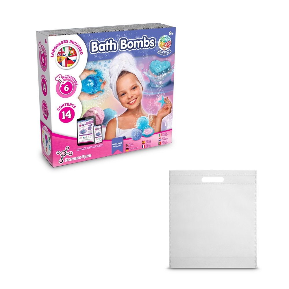 Bath Bombs Kit IV. Juguete educativo suministrado con una bolsa de regalo de non woven (80 g/m²)