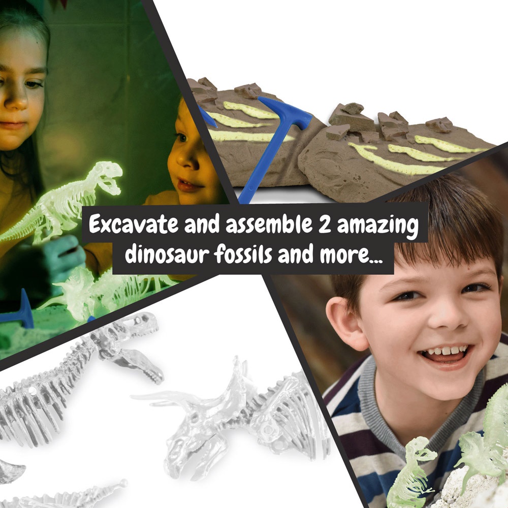 2 in 1 Fossil Excavation Kit II. Juego educativo suministrado con una bolsa de regalo de papel kraft (90 g/m²)