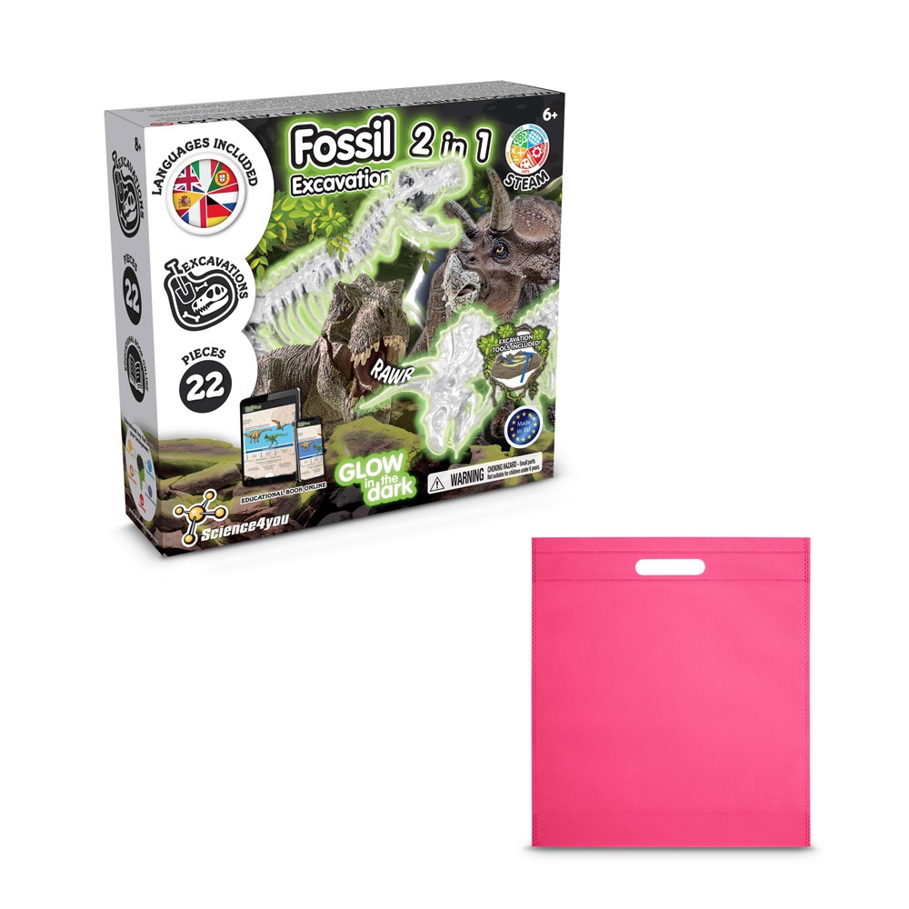 2 in 1 Fossil Excavation Kit IV. Juego educativo suministrado con una bolsa de regalo de non woven (80 g/m²)