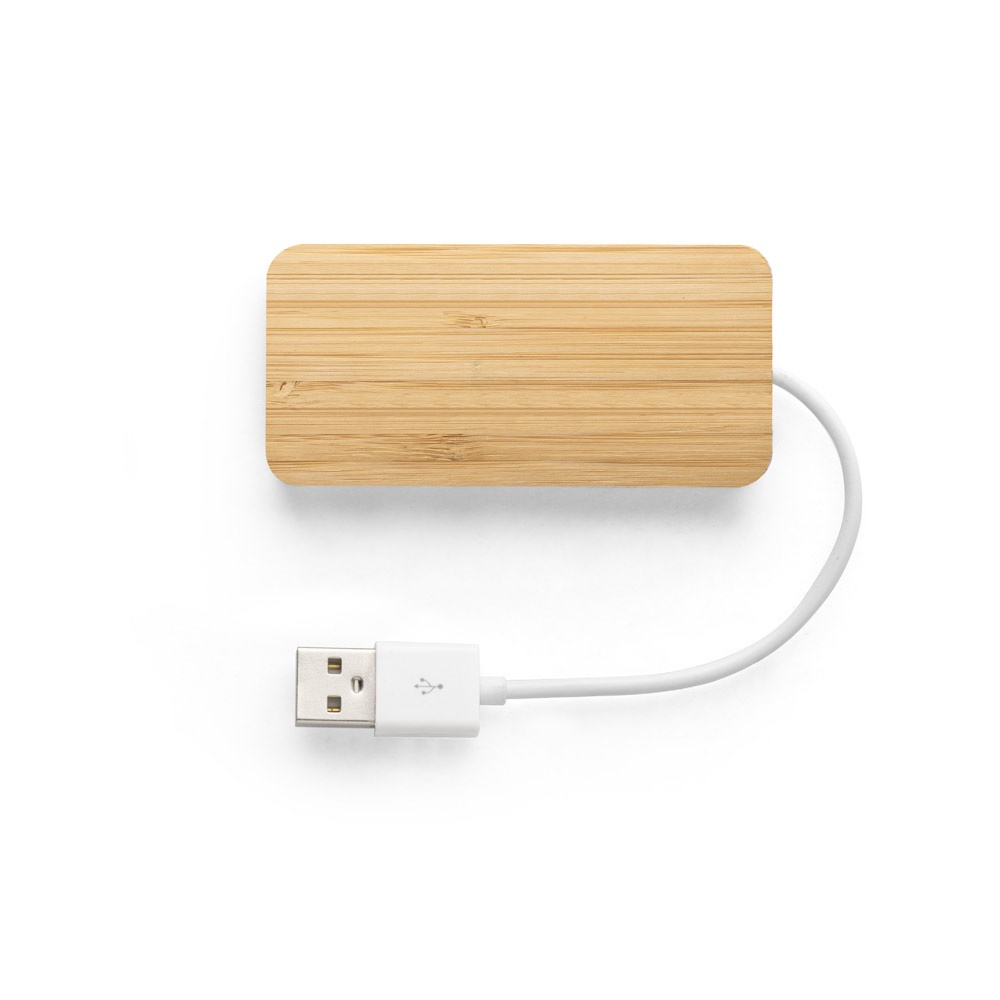 MOSER. HUB con 2 puertos USB-A y 1 USB-C, fabricados en bambú