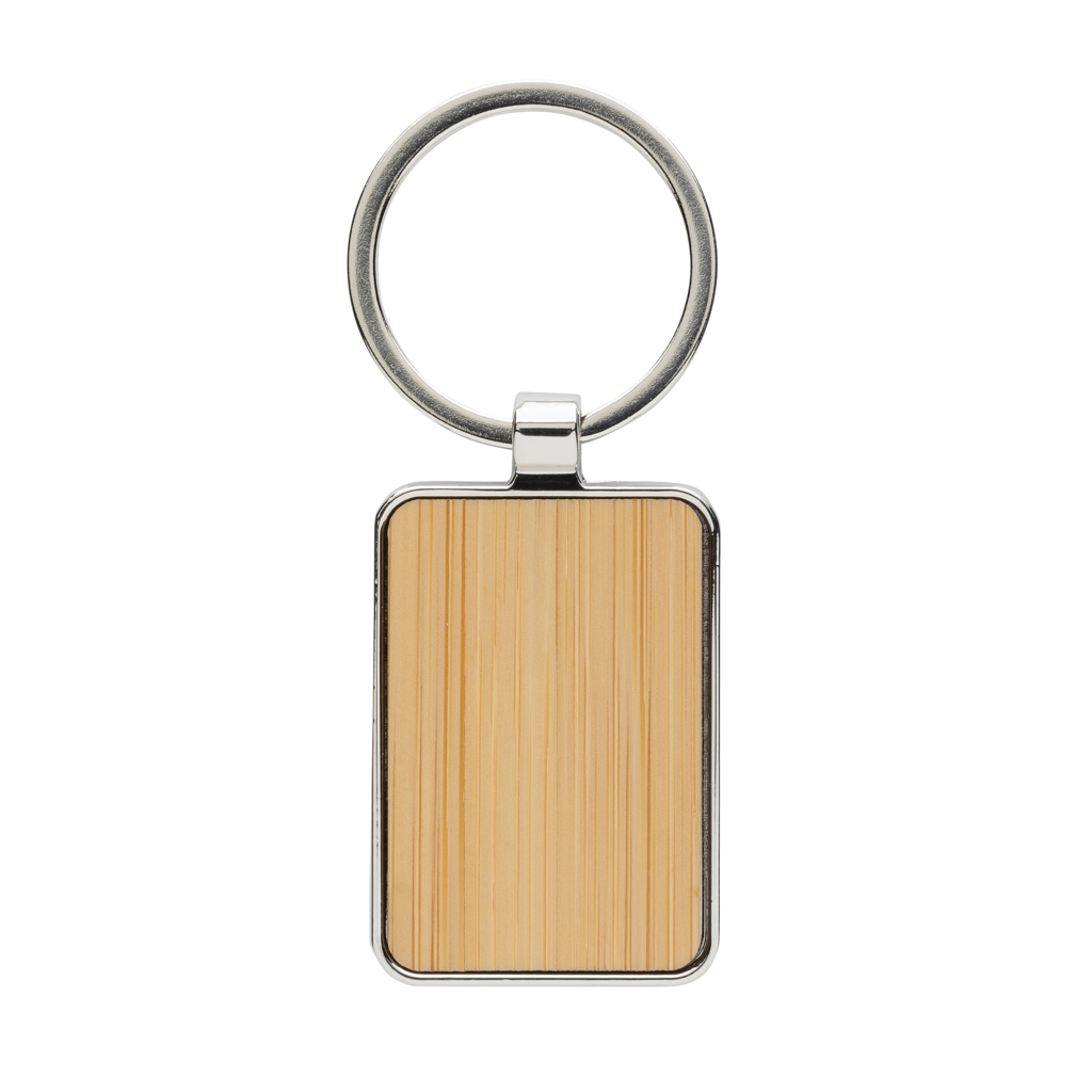 Llavero rectangular aleación de zinc reciclado RCS con bambú