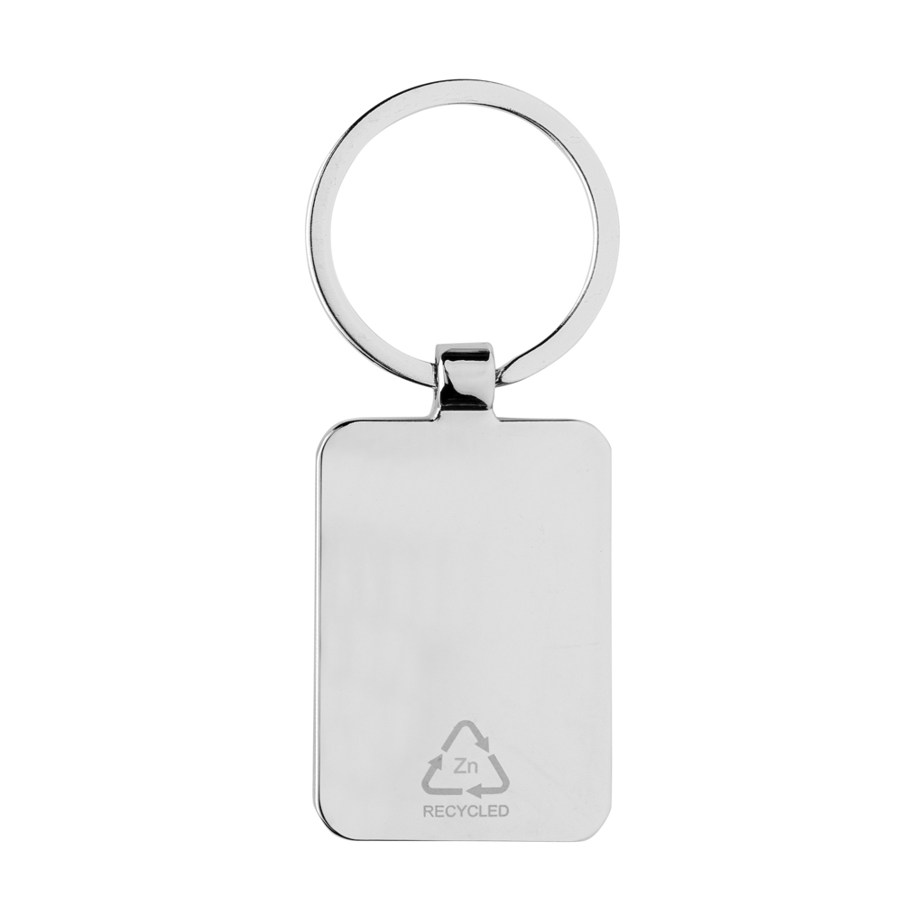 Llavero rectangular aleación de zinc reciclado RCS con bambú