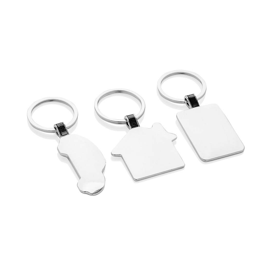 Llavero rectangular de aleación de zinc reciclado RCS