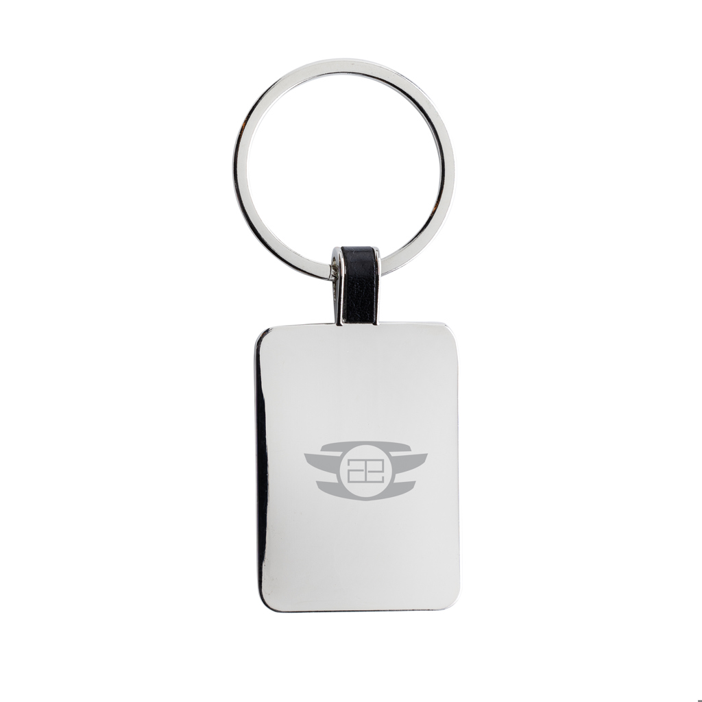 Llavero rectangular de aleación de zinc reciclado RCS