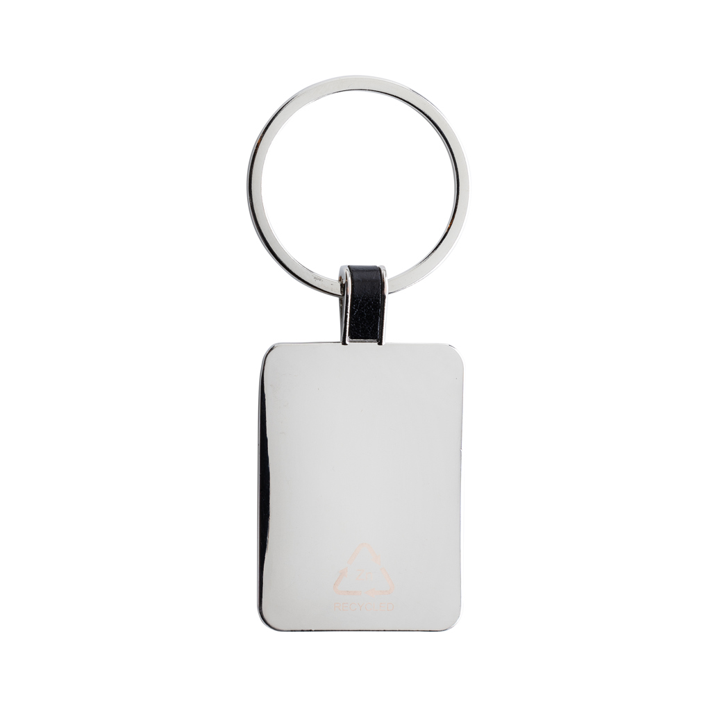 Llavero rectangular de aleación de zinc reciclado RCS