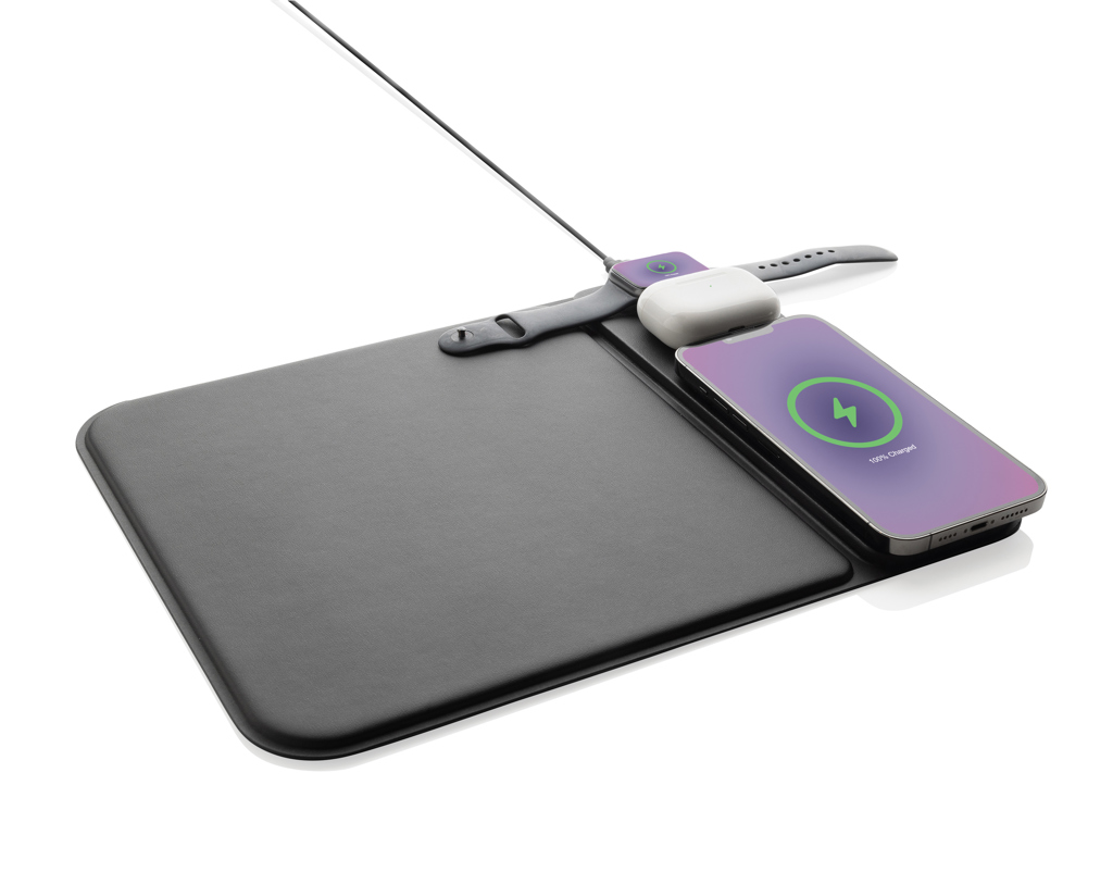 Alfombrilla de ratón Swiss Peak RCS PU reciclado 15W 3 en 1
