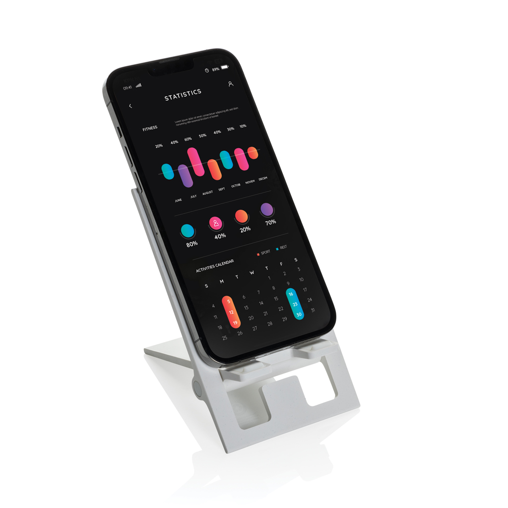 Soporte teléfono plegable plástico reciclado RCS SnapStand