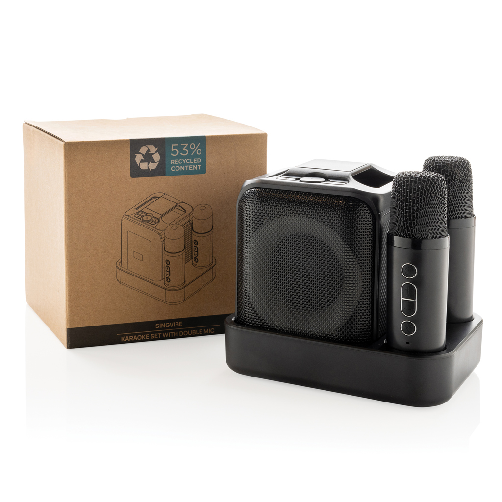 Set karaoke de plástico reciclado Singvibe RCS con doble mic
