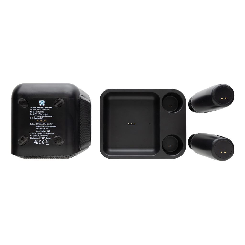 Set karaoke de plástico reciclado Singvibe RCS con doble mic