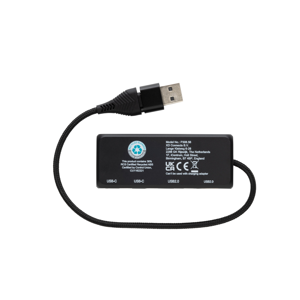 Hub USB Link RCS doble entrada de bambú y plástico reciclado