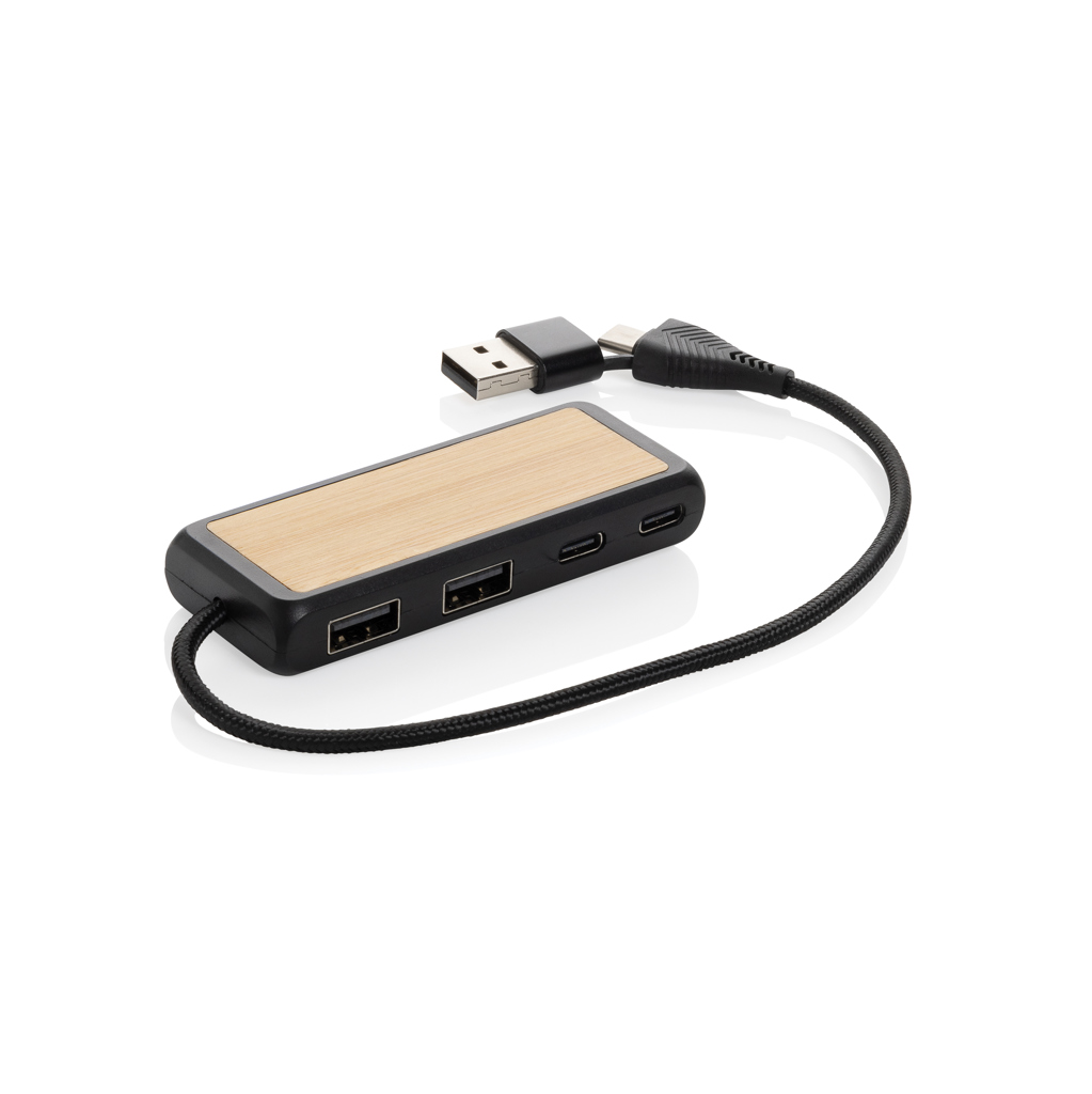 Hub USB Link RCS doble entrada de bambú y plástico reciclado
