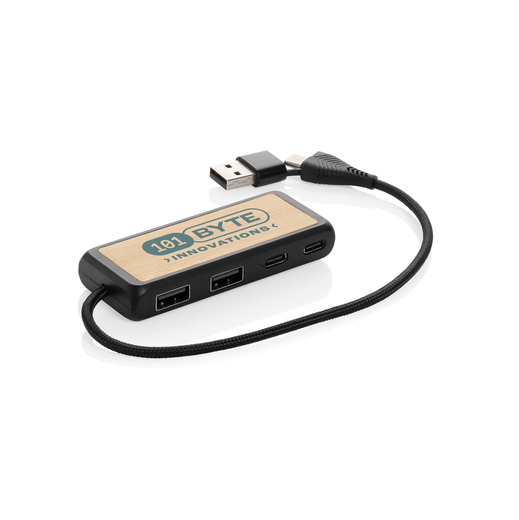 Hub USB Link RCS doble entrada de bambú y plástico reciclado
