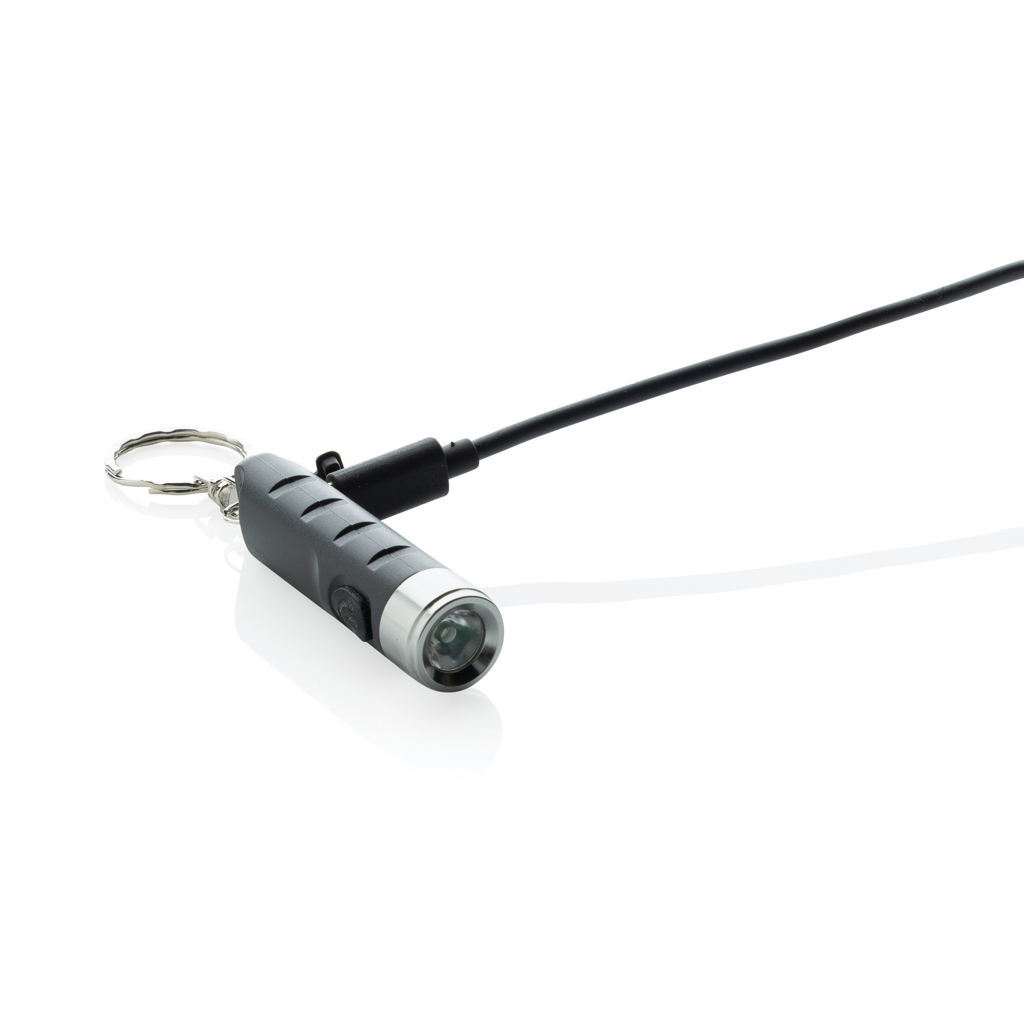 Linterna llavero recargable USB de plástico reciclado Globix