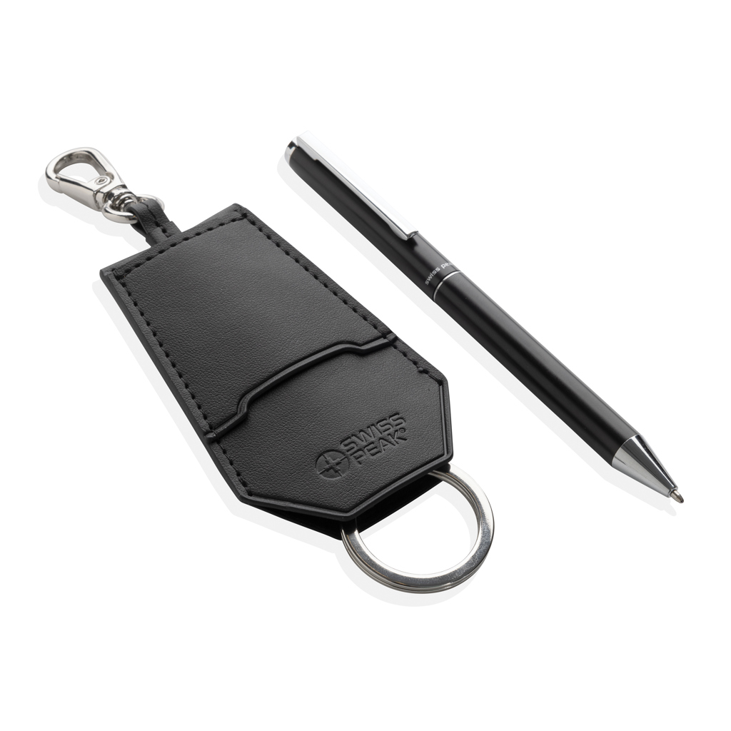 Set bolígrafos/llavero Tula de PU reciclado certificado RCS