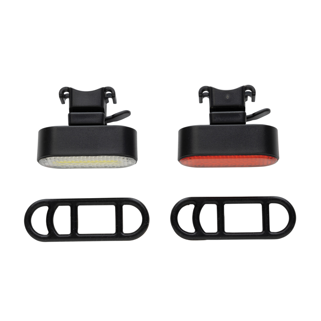 Set luces bicicleta recargables USB plástico reciclado RCS