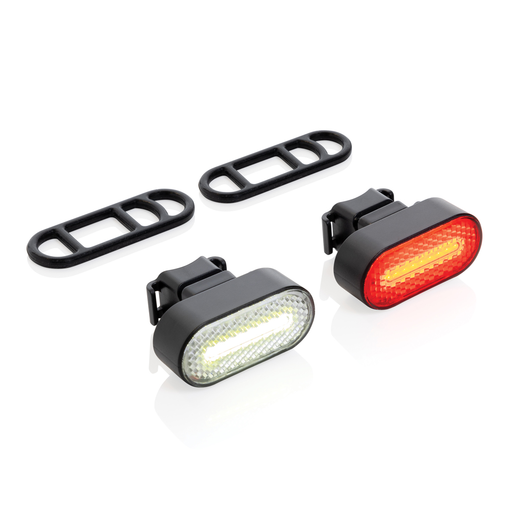 Set luces bicicleta recargables USB plástico reciclado RCS