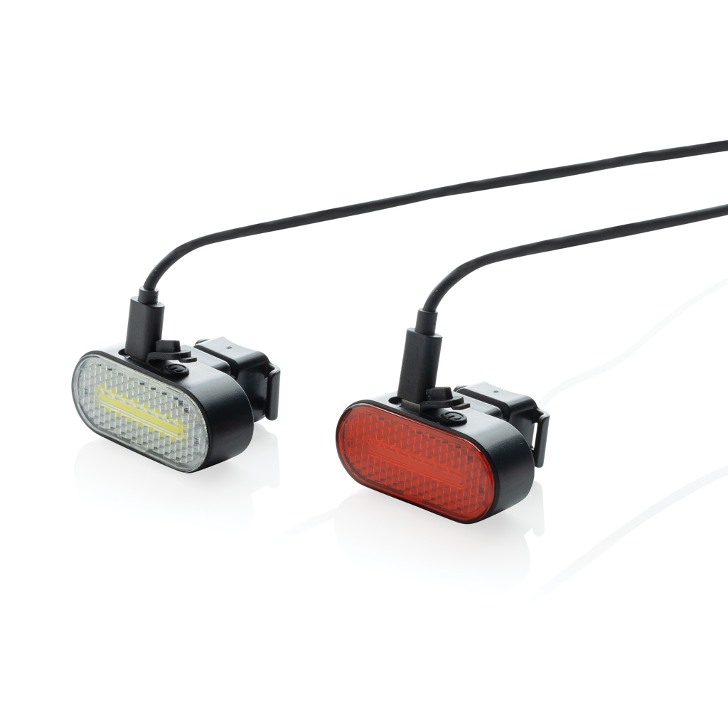Set luces bicicleta recargables USB plástico reciclado RCS