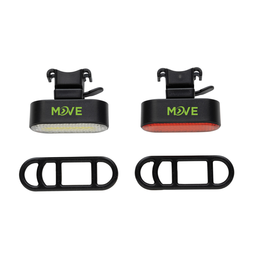 Set luces bicicleta recargables USB plástico reciclado RCS