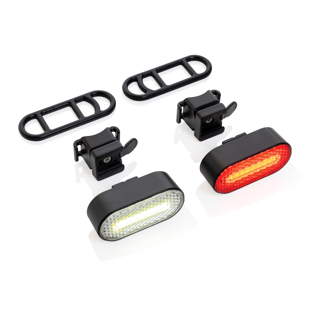 Set luces bicicleta recargables USB plástico reciclado RCS