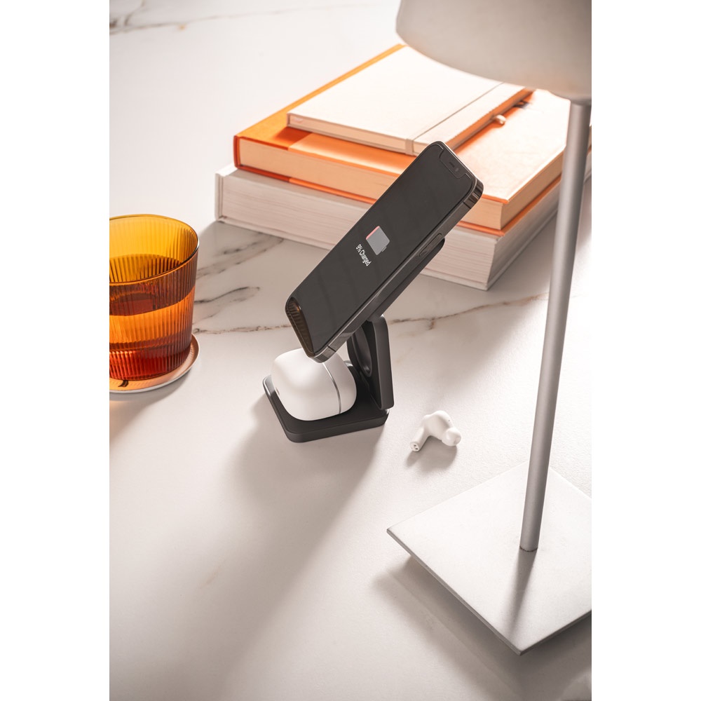 BROGLIE. Cargador inalámbrico magnético 3 en 1 de 15 W ultrarrápido en ABS reciclado (100% rABS)