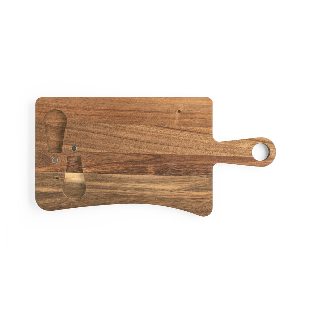 CASSIA. Tabla para quesos de madera de acacia con mango, fabricada con material certificado FSC™ y otros materiales controlados