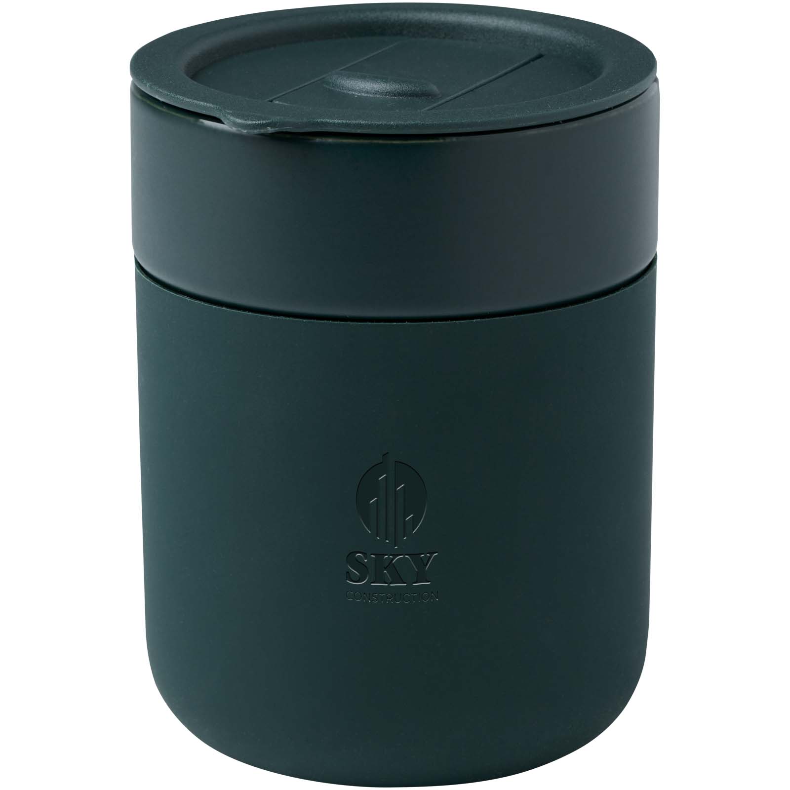 Vaso de cerámica de 330 ml con agarradero de silicona y tapa de plástico Java