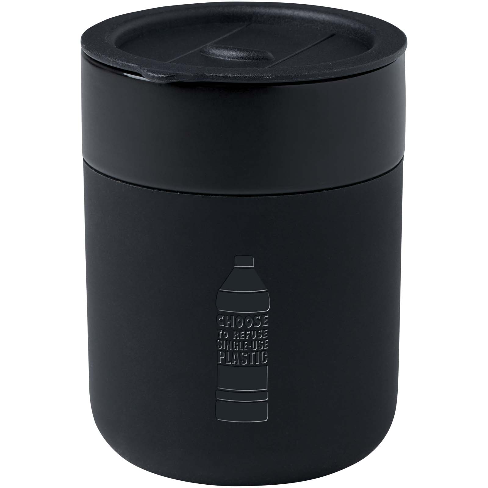 Vaso de cerámica de 330 ml con agarradero de silicona y tapa de plástico Java