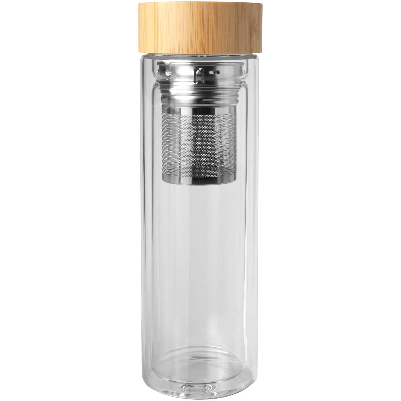 Botella de vidrio de borsilicato de 400 ml con infusor y tapa de bambú Bailey
