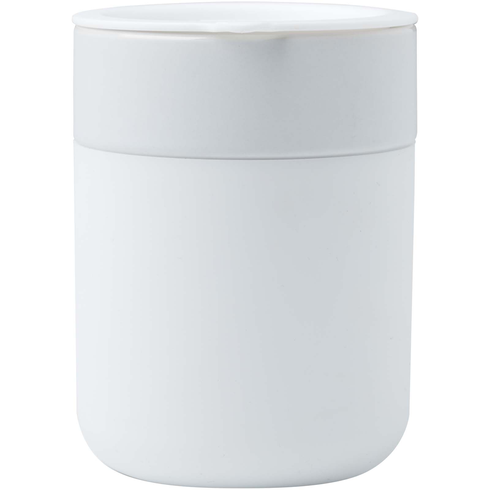 Vaso de cerámica de 330 ml con agarradero de silicona y tapa de plástico Java