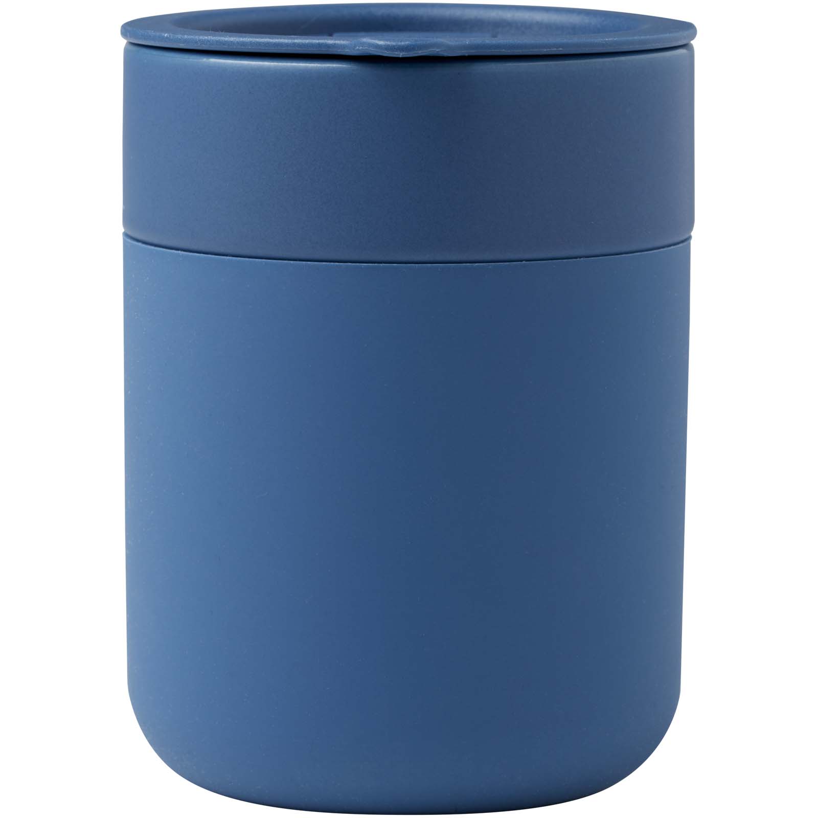 Vaso de cerámica de 330 ml con agarradero de silicona y tapa de plástico Java