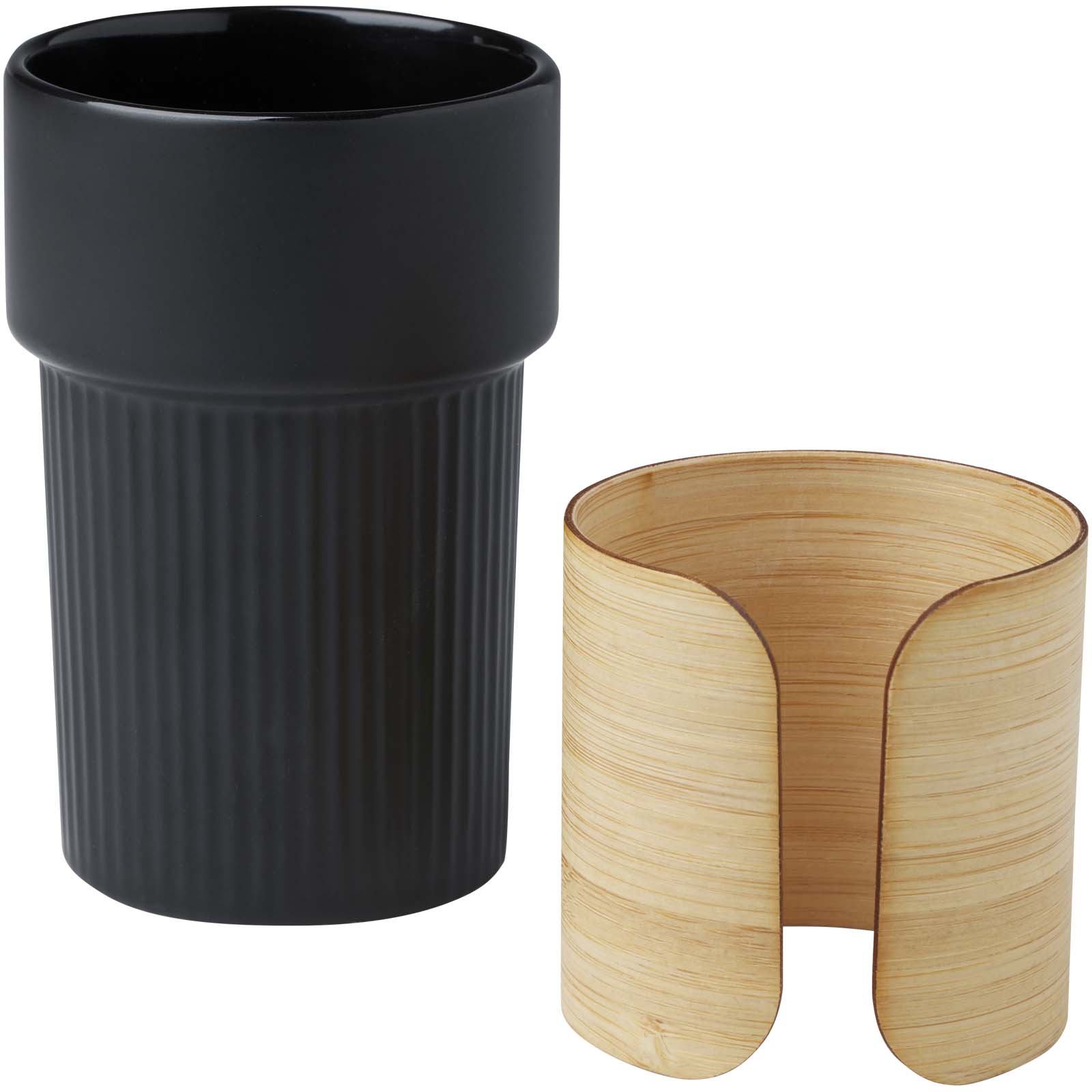 Vaso de 340 ml con funda de bambú Fika