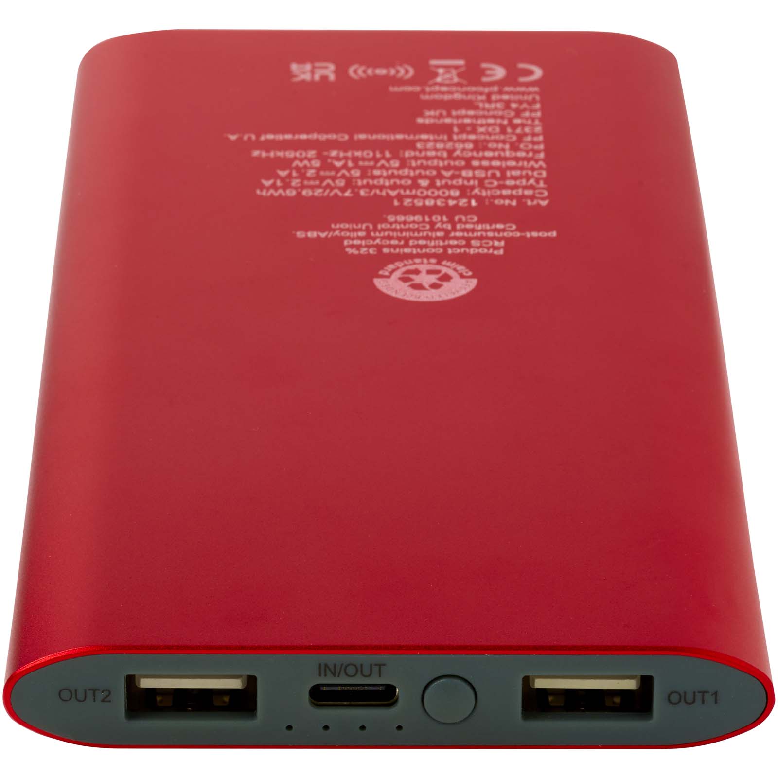 Batería externa inalámbrica tipo C de aluminio reciclado de 8000 mAh Juice