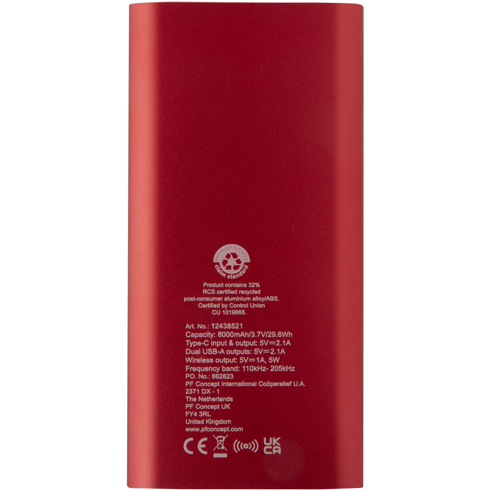 Batería externa inalámbrica tipo C de aluminio reciclado de 8000 mAh Juice