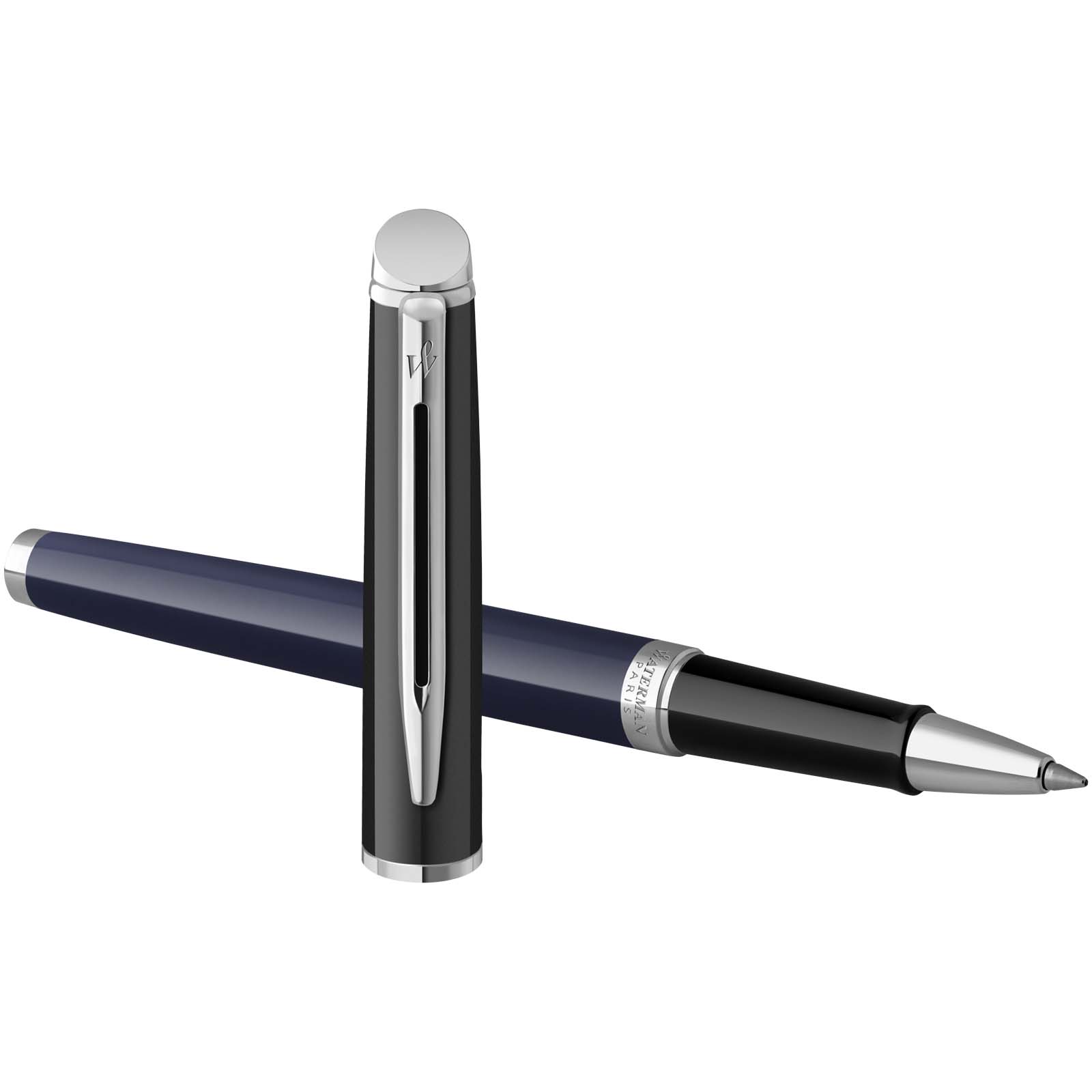 Rollerball con bloques de color y ribete plateado Hemisphere (tinta negra)
