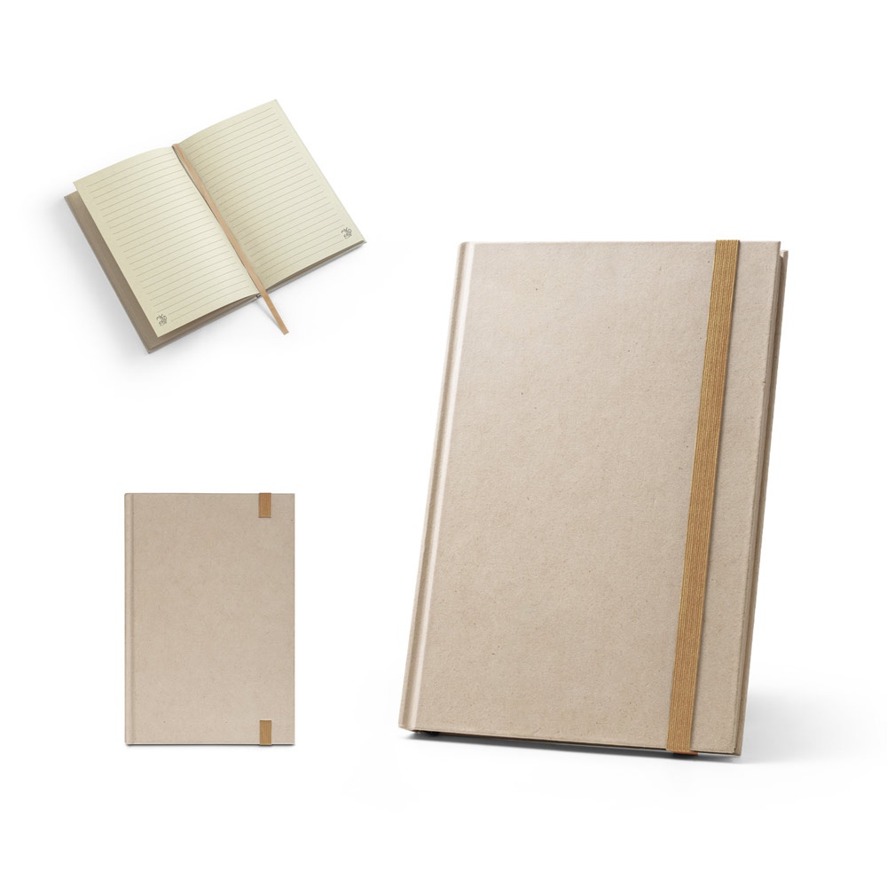 DICKINSON. Libreta A5 de tapa dura fabricada en papel de caña de azúcar (80% caña de azúcar), con hojas rayadas