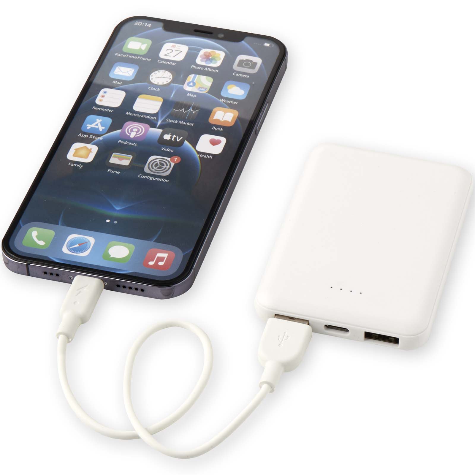 Batería externa tipo C de plástico reciclado de 5000 mAh Asama