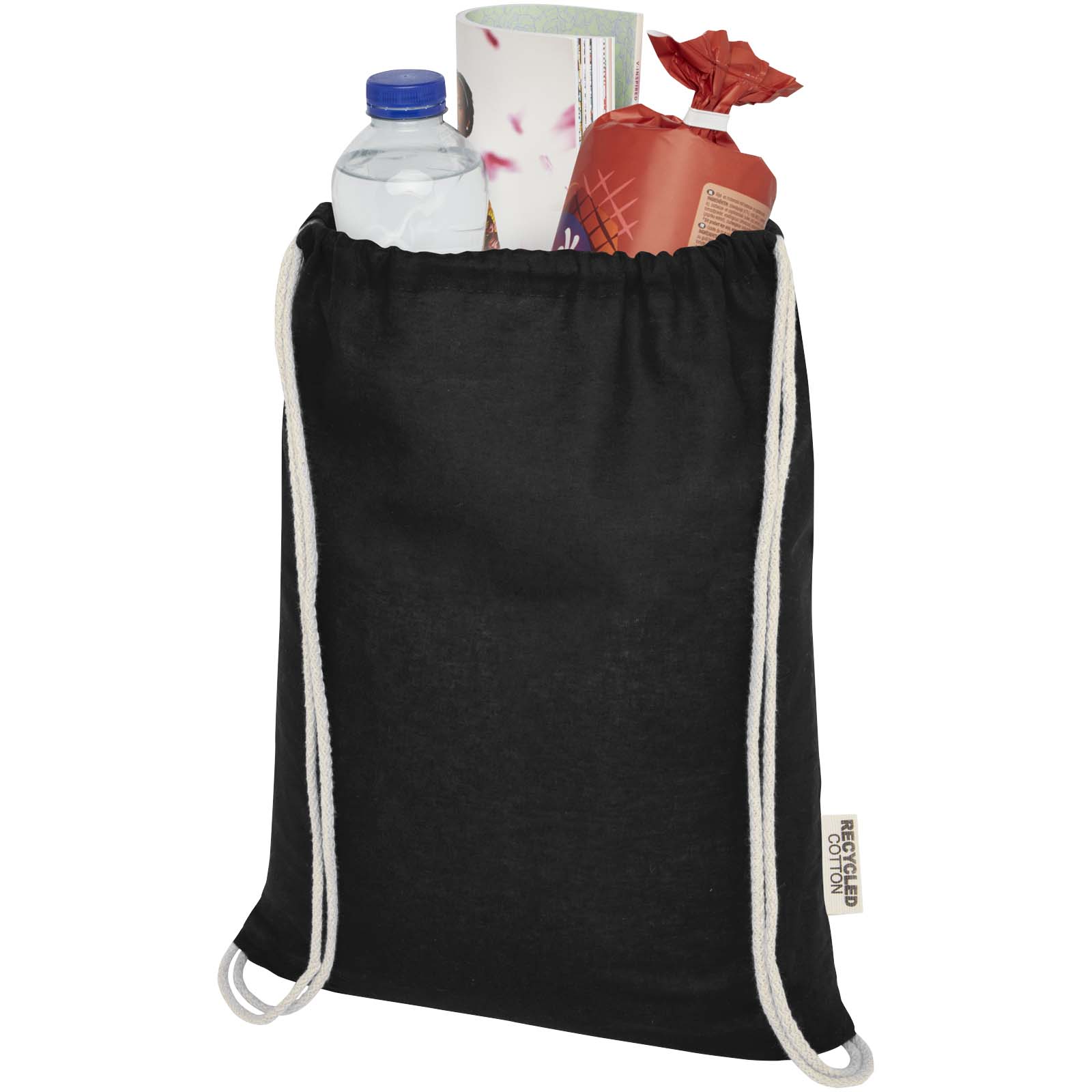 Bolsa con cordón de algodón reciclado GRS de 140 g/m² Oregon