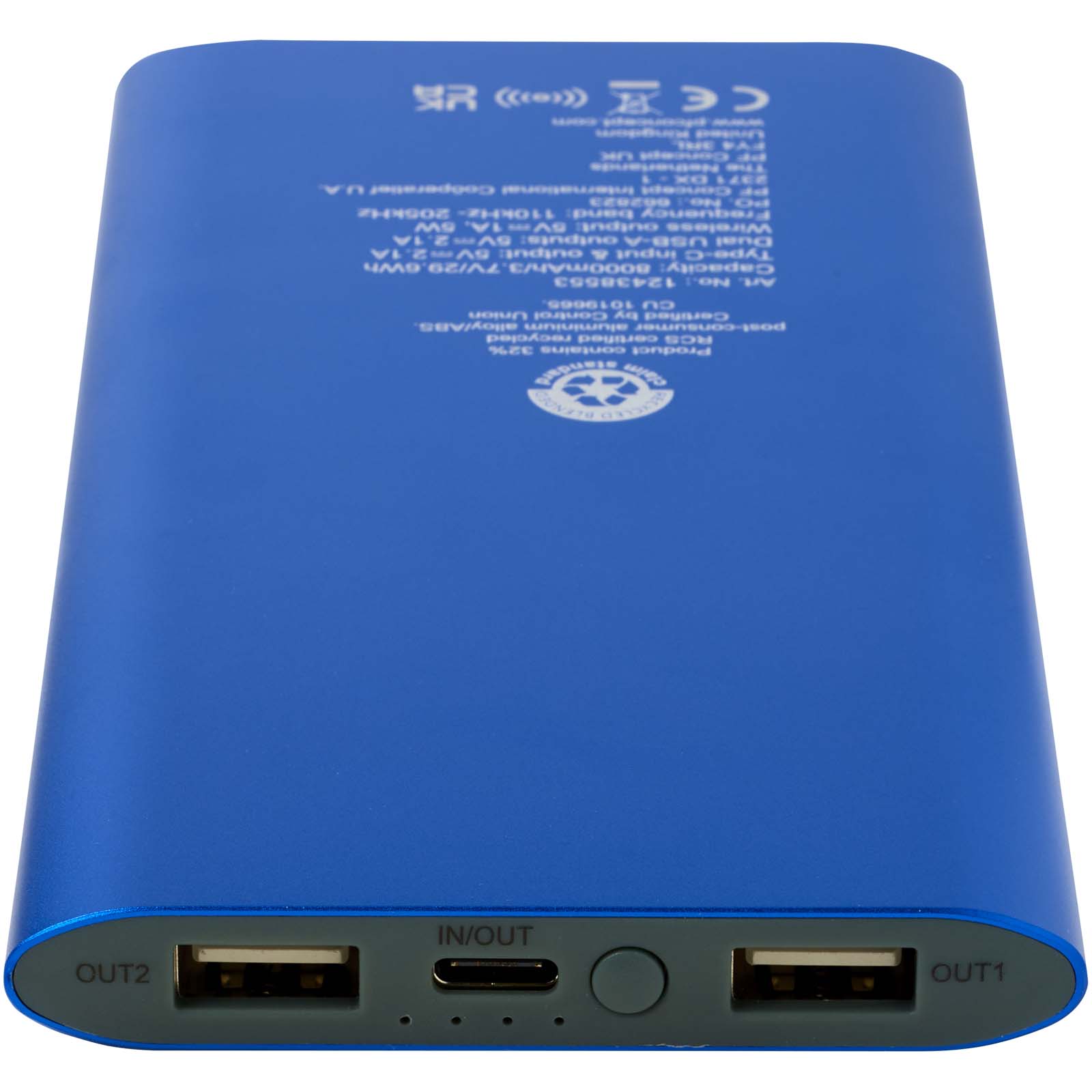Batería externa inalámbrica tipo C de aluminio reciclado de 8000 mAh Juice