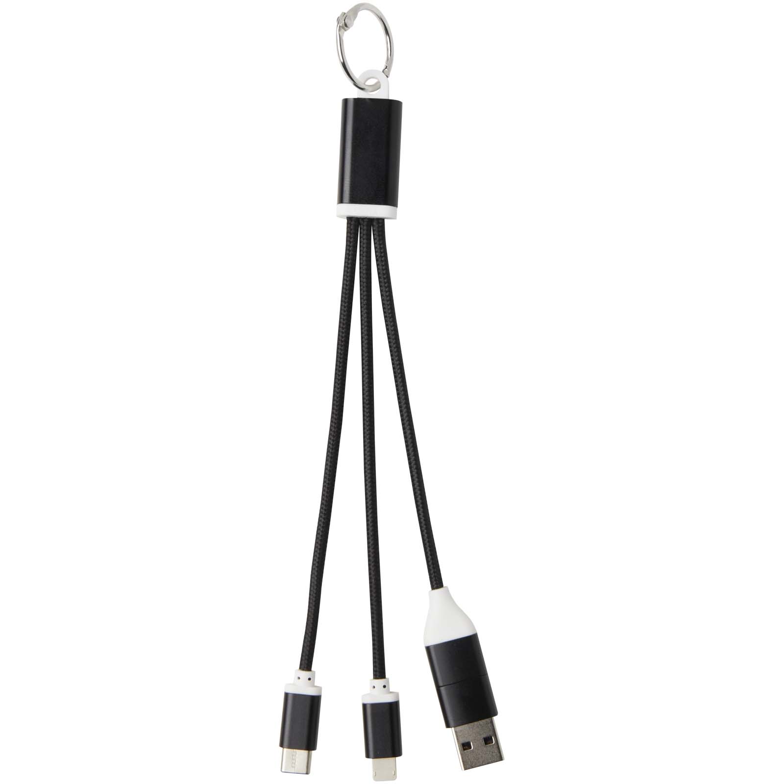 Cable de carga 4 en 1 de aluminio reciclado con llavero Metal