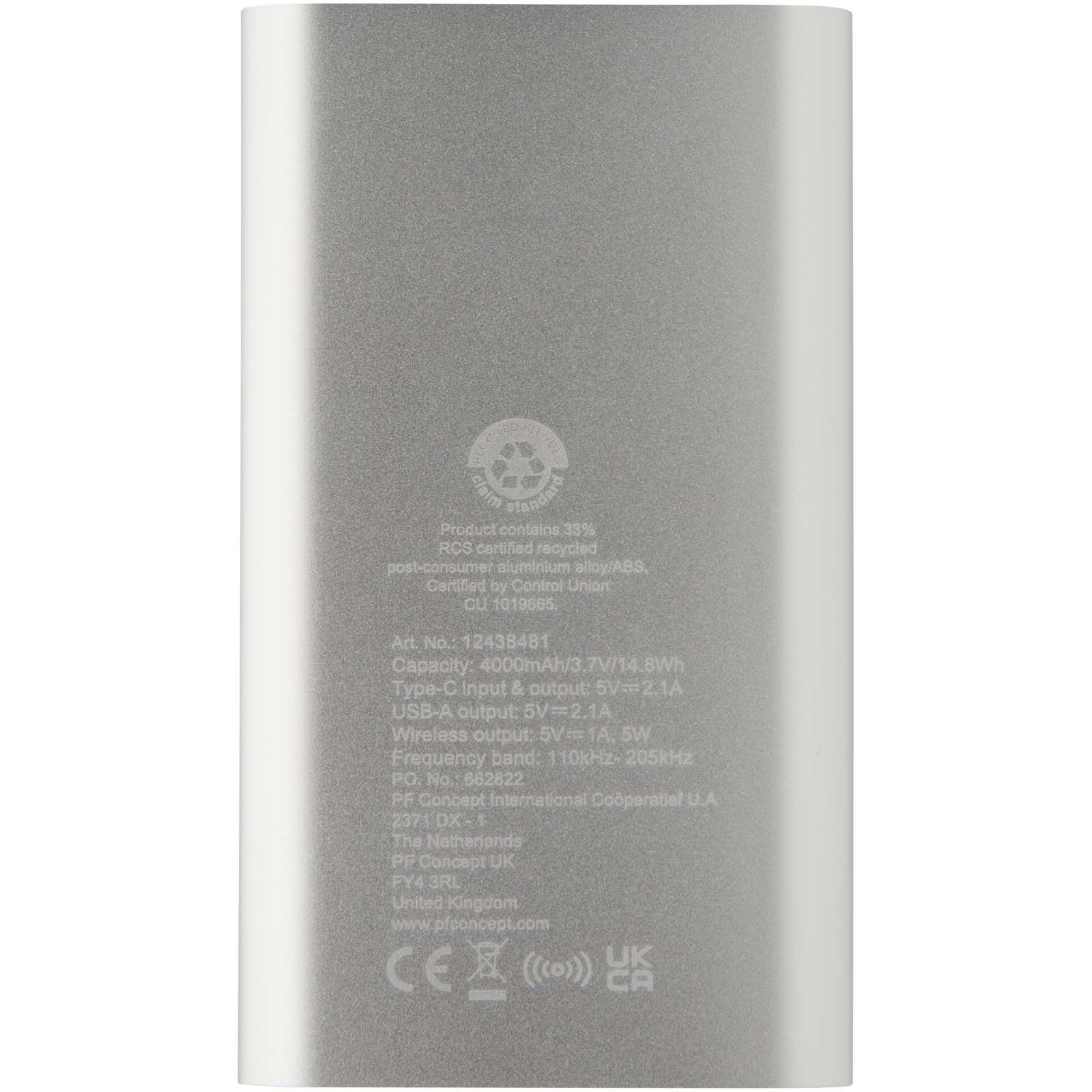 Batería externa inalámbrica tipo C de aluminio reciclado de 4000 mAh Juice