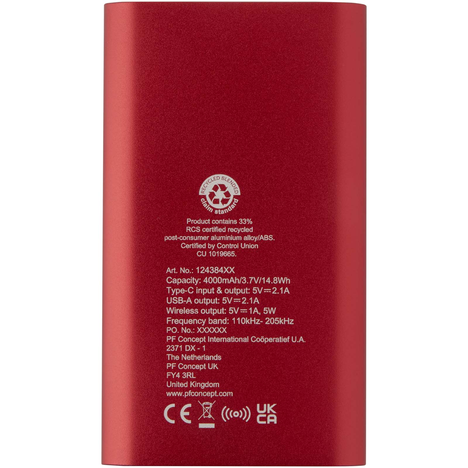 Batería externa inalámbrica tipo C de aluminio reciclado de 4000 mAh Juice