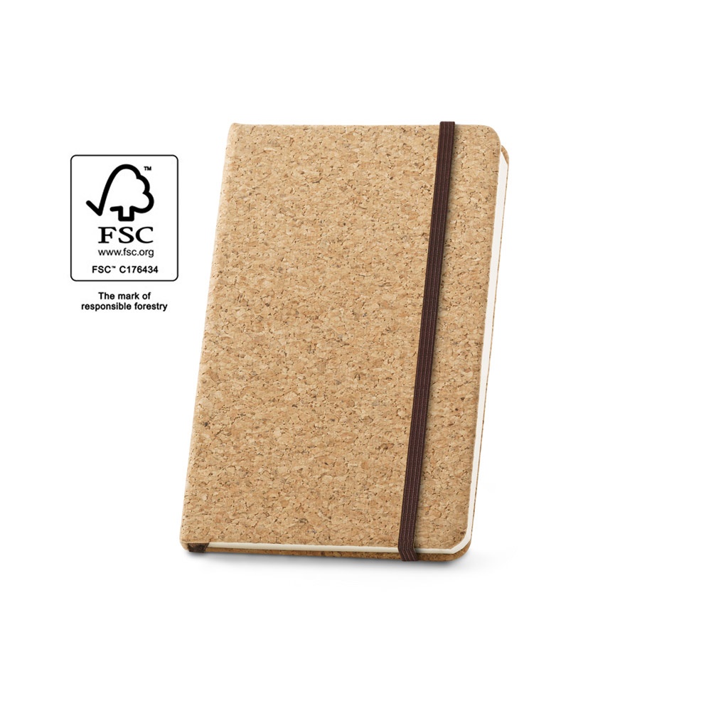 HAWKINS. Libreta de bolsillo de corcho con páginas lisas, en material certificado FSC™ y otros materiales controlados
