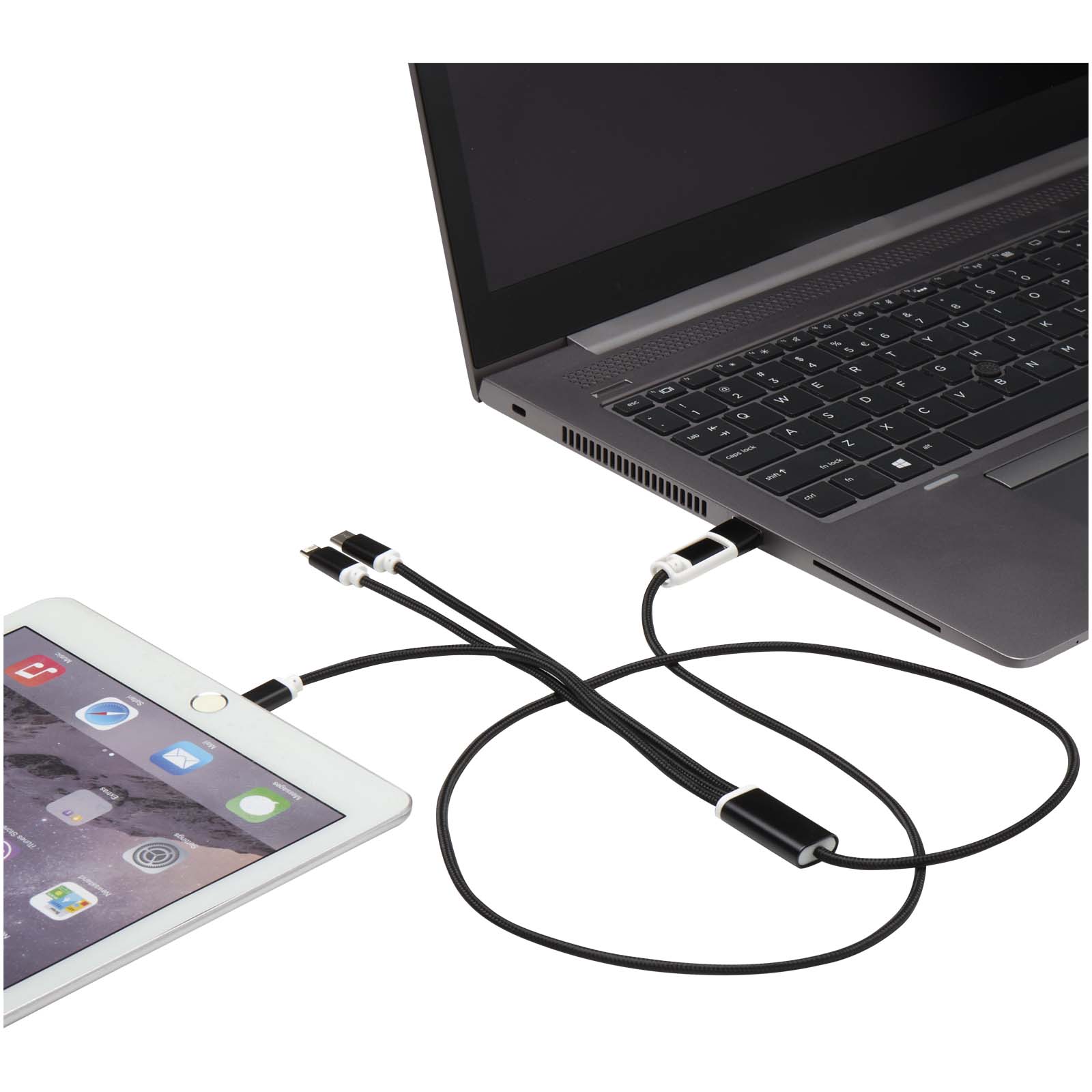 Cable de carga 5 en 1 de aluminio reciclado Versatile