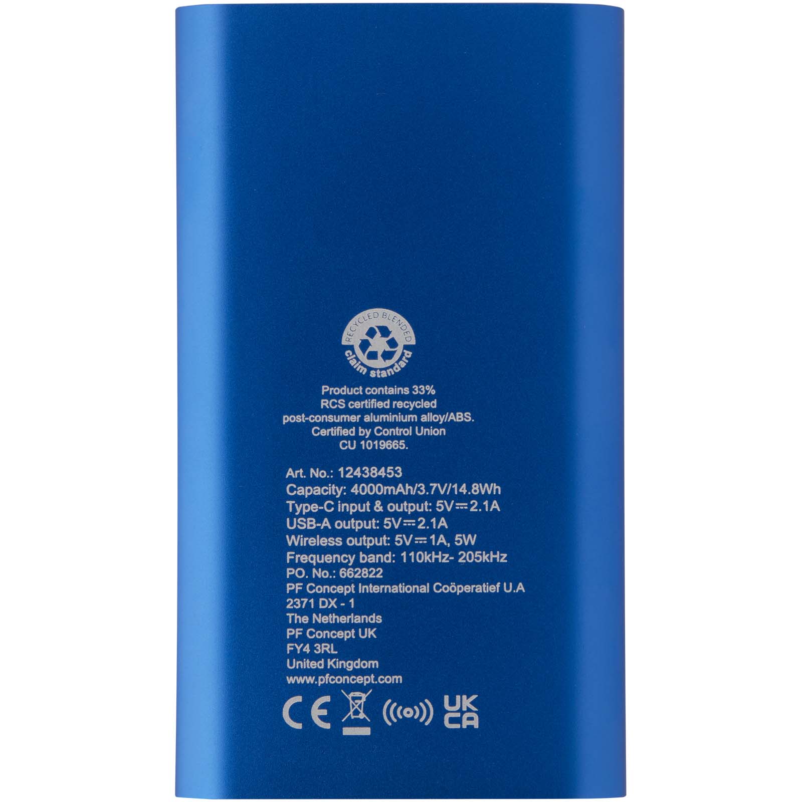 Batería externa inalámbrica tipo C de aluminio reciclado de 4000 mAh Juice