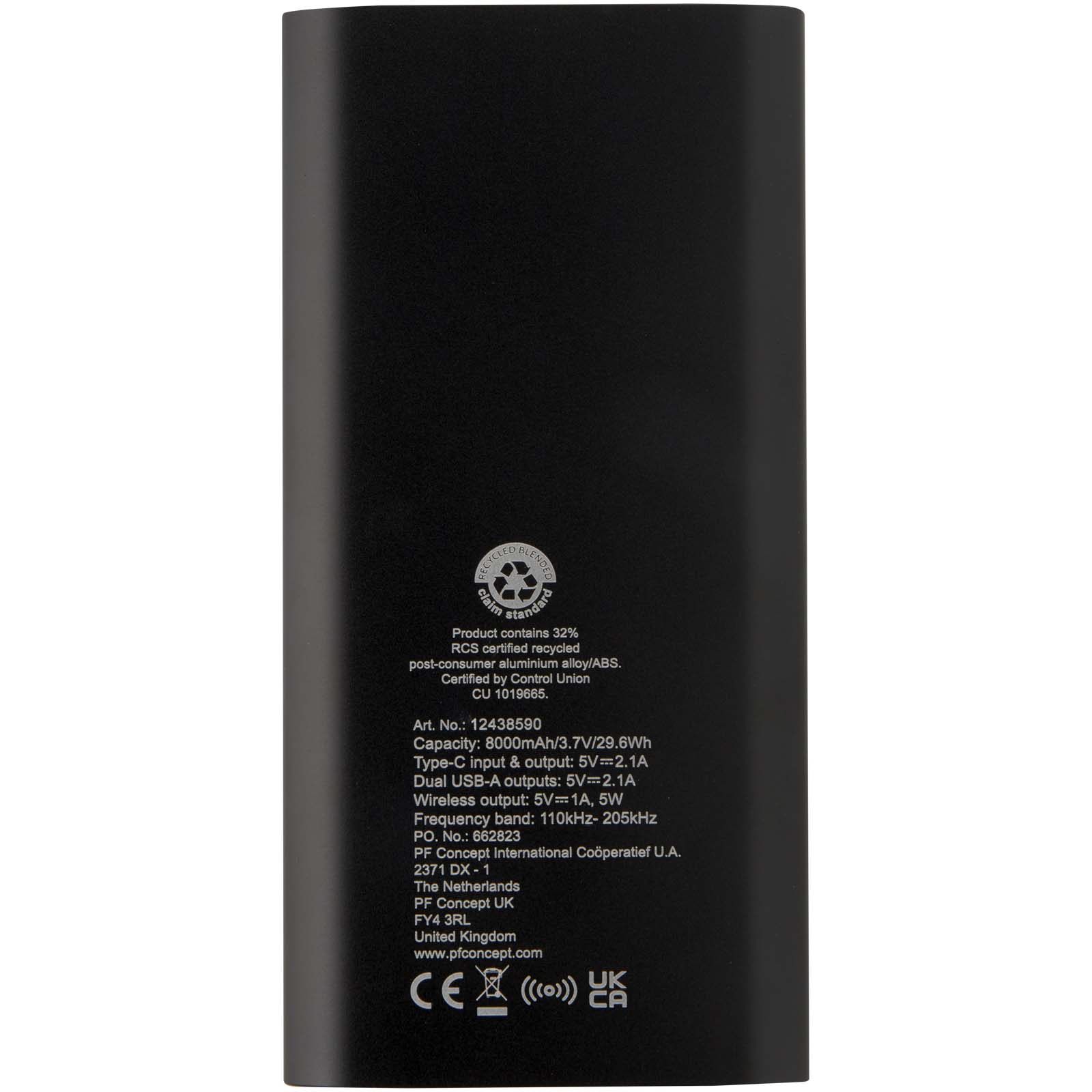 Batería externa inalámbrica tipo C de aluminio reciclado de 8000 mAh Juice