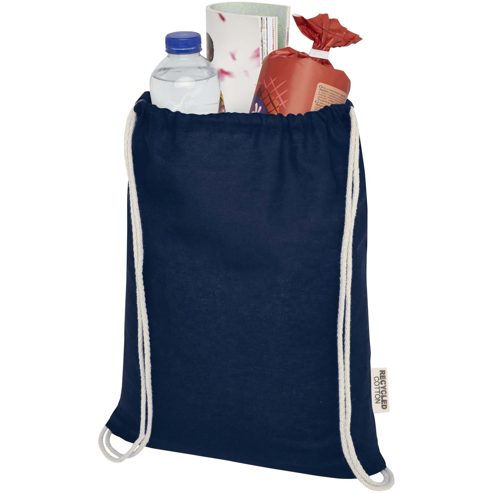 Bolsa con cordón de algodón reciclado GRS de 140 g/m² Oregon