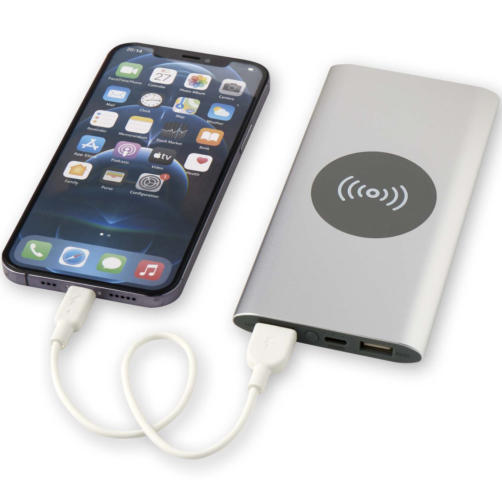 Batería externa inalámbrica tipo C de aluminio reciclado de 8000 mAh Juice