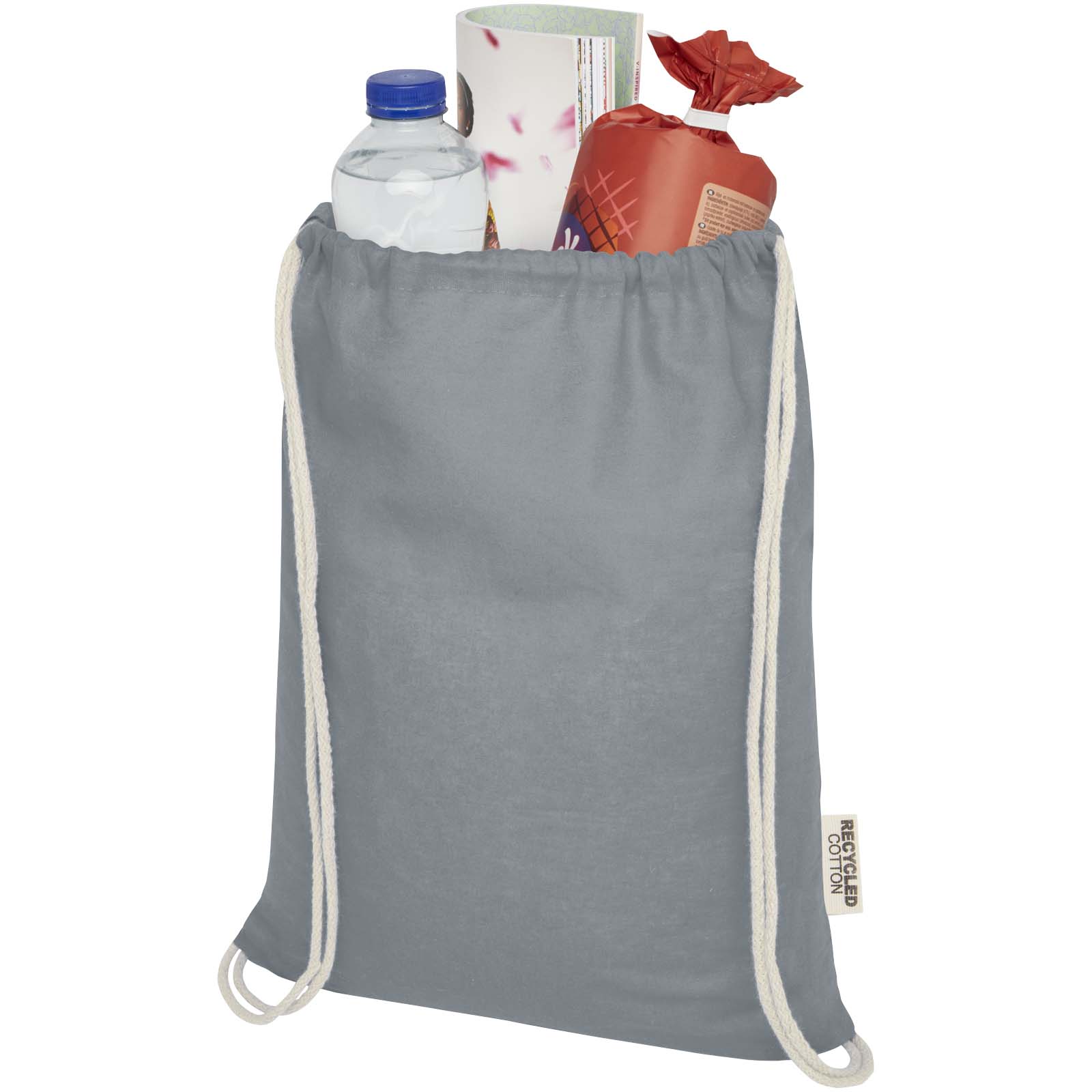 Bolsa con cordón de algodón reciclado GRS de 140 g/m² Oregon
